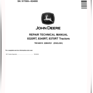 John Deere 8320RT, 8345RT, 8370RT Tractors Repair Manual TM14651