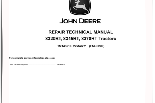 John Deere 8320RT, 8345RT, 8370RT Tractors Repair Manual TM14651