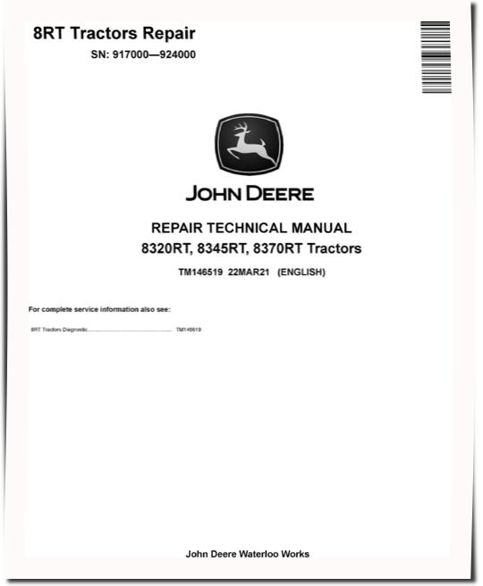 John Deere 8320RT, 8345RT, 8370RT Tractors Repair Manual TM14651