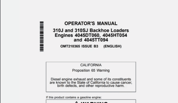 John Deere 310J and 310SJ Backhoe Loader Operators Manual 1 John Deere 310J and 310SJ Backhoe Loader Operators Manual